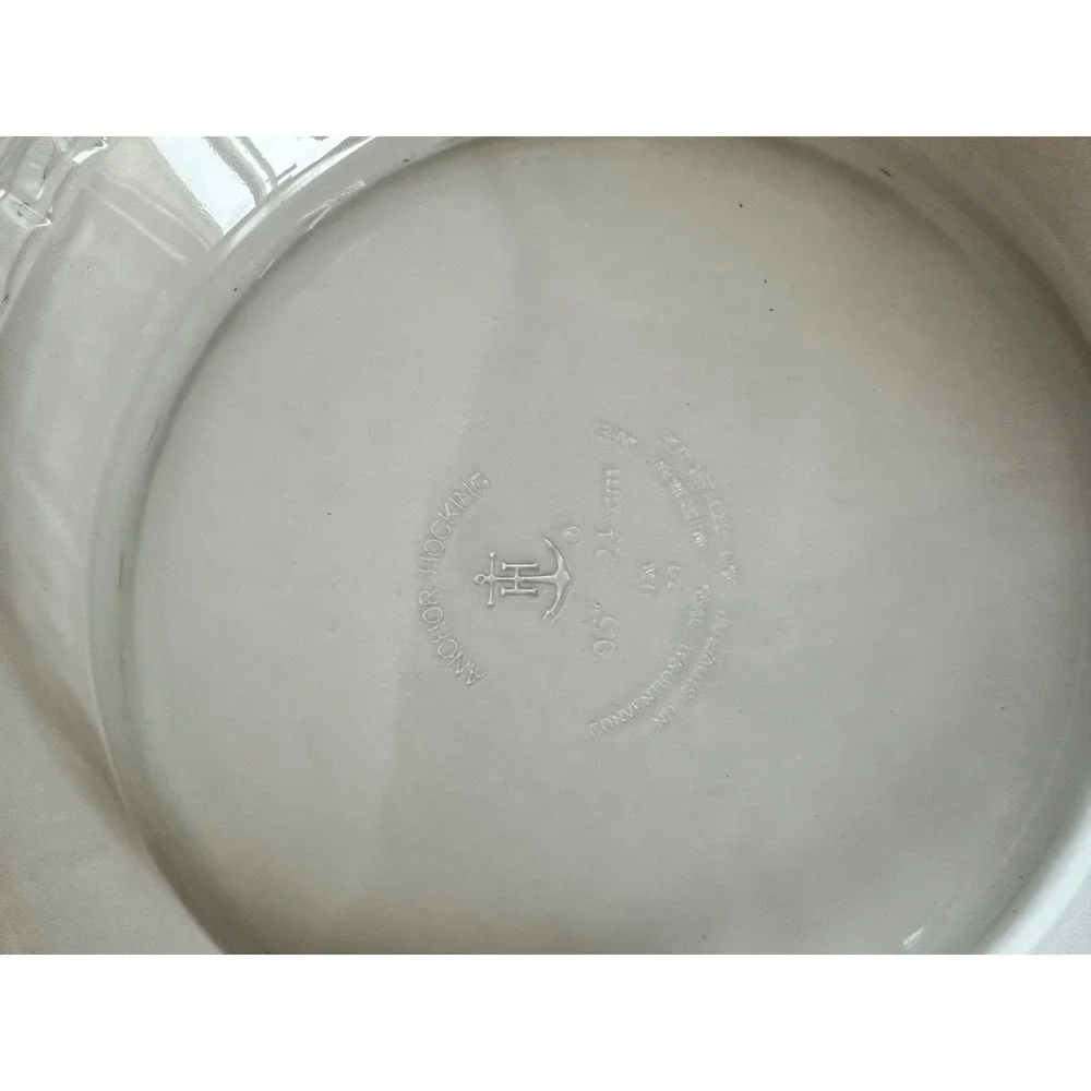 Anchor Hocking 9.5 Inch Clear Glass Pie Dish with Handles Scalloped Edge USA